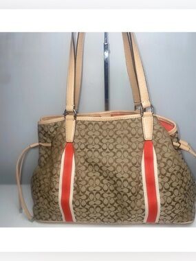 Coach Signature Stripe Devin Shoulder Bag